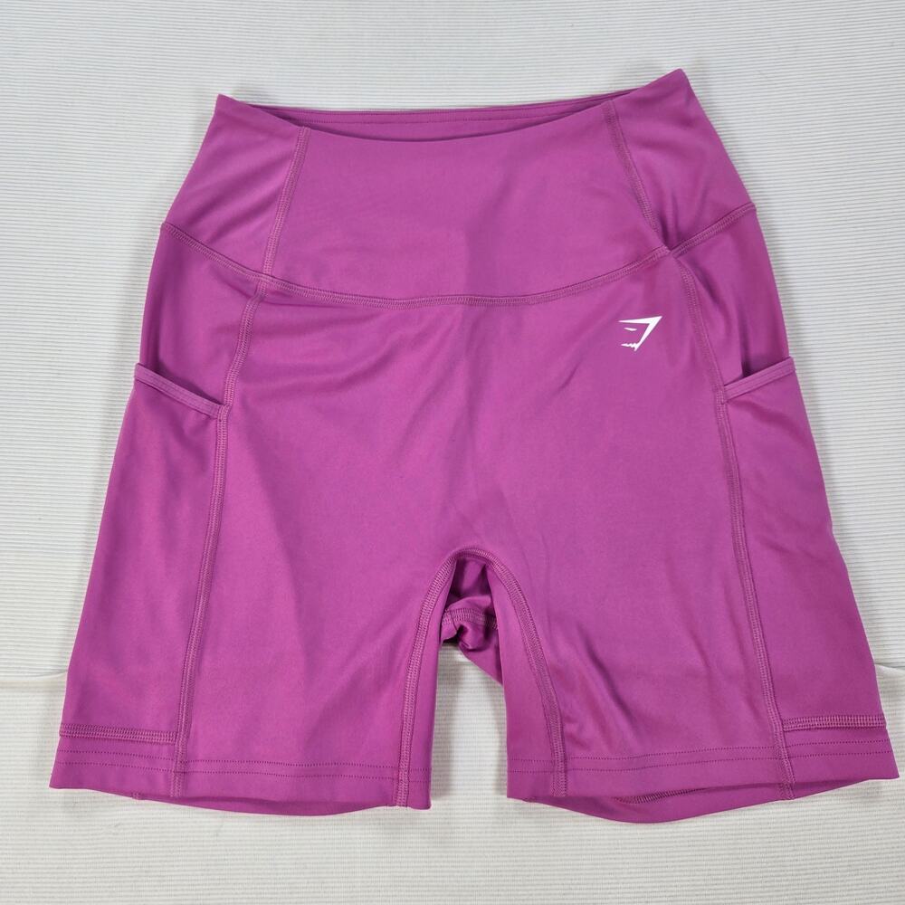 Gymshark High Rise Pink Pocket Athletic Workout Shorts Women's Size Medium